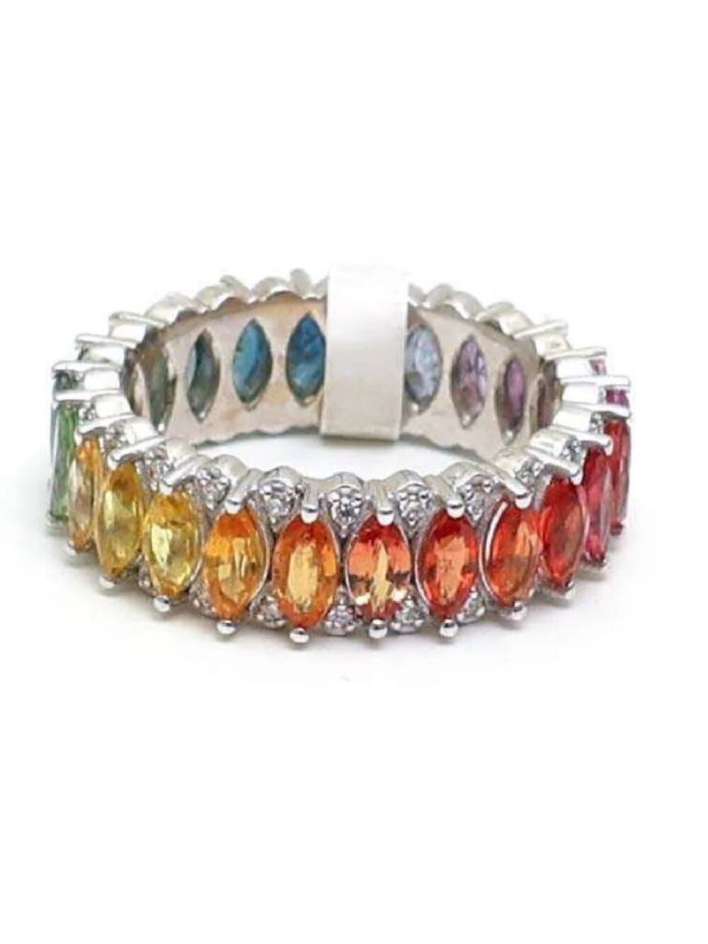 Spectrum Sapphire 14K White Gold (18K Custom) Diamond Eternity Ring